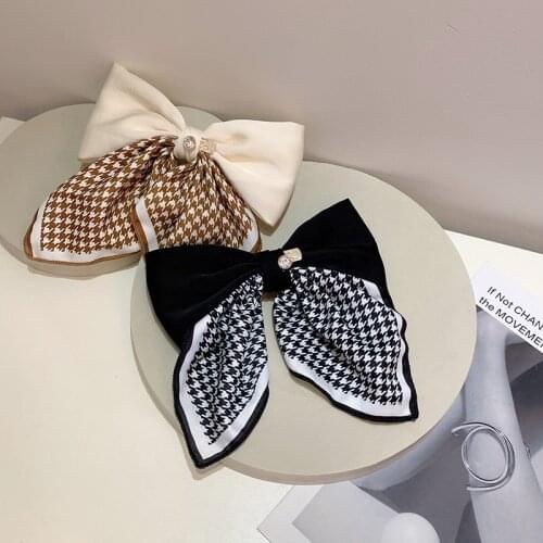 Korean Hair Accessories Retro Fabric Ribbon Bow Hair Clips Spring Clip Headpiece Fashion Wedding Jewelry Hairpins for Women