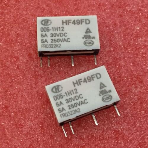 Free Shipping 100% new original relay 10pcs/lot HF49FD-005-1H12 HF49FD 005-1H12 HF49FD DC5V 1H12 4PIN 5A 250VAC