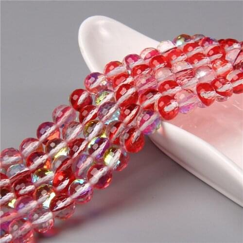 Quality Faceted Red Austria Crystal Synthesis Glitter Moonstone Beads For Jewelry Making DIY Bracelet Accessories 6/8/10mm 15