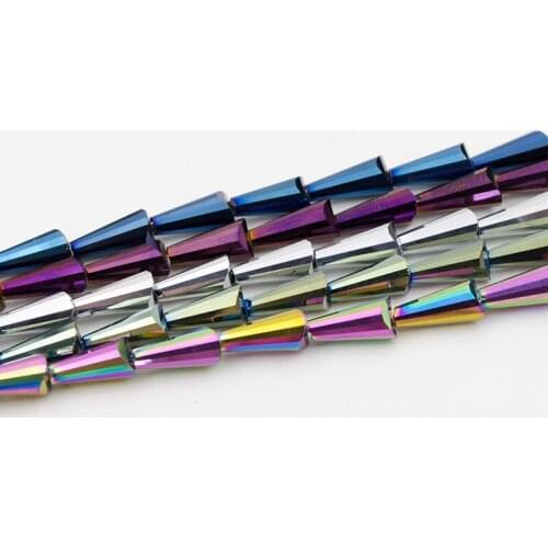 Tower shape Upscale crystal beads conical loose beads glass ball 6*12mm 48pcs supply bracelet Jewelry Making DIY