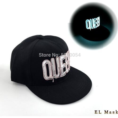 DC-1.5V Women Female Dancer Hip Hop Lighting Cap Queen LED Glowing Hats Fashipn Sports Hiphop EL Cap For Night Show