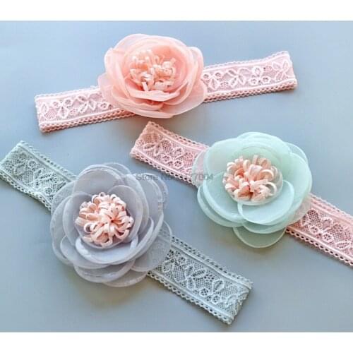DHL 200set 2pcs/set Baby Girls Bowknot Crown Lace Elastic Princess Headband Cute Kids Headwear