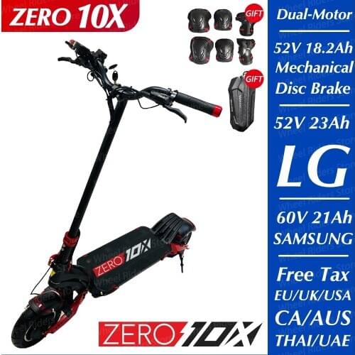 ZERO 10X Electric Scooter 10inch dual motor 52V 2000W E-scooter 65km/h double drive high speed kickscooter off road