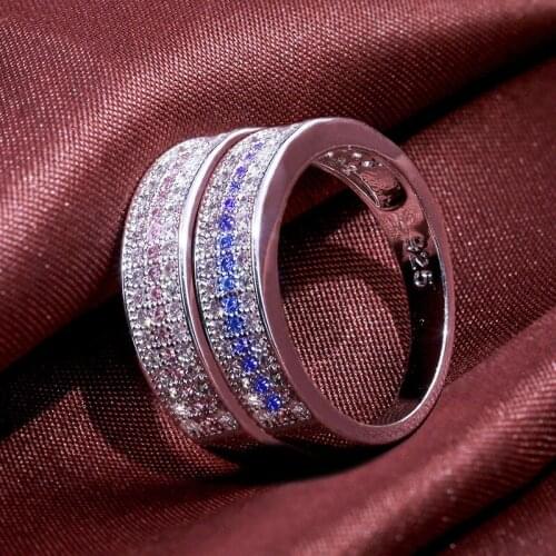France New Style Silver Plated Ring Fashion Women AAA Zircon Ring Charm Women CZ Colour Crystal Wedding Engagement Jewelry