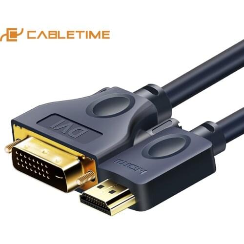 CABLETIME HDMI to DVI Cable 24+1 pin Bi-direction Pro High Speed HDMI DVI Cable Full HD 2.0 for Xbox Blu-ray player HDTV C119