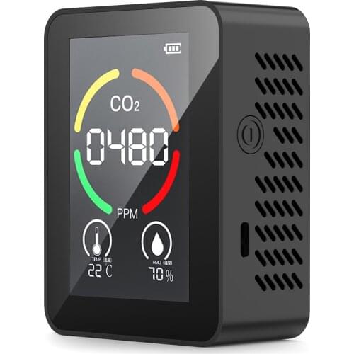 KKmoon 3-in-1 Infrared CO2 Temperature Humidity Monitor Air Quality Detector USB Rechargeable Indoor Carbon Dioxide Detector