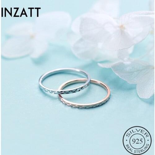 INZATT Real 925 Sterling Silver Minimalist Round Ring For Fashion Women Party Fine Jewelry Punk Accessories