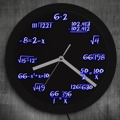 Math Formula Pop Equation Neon Luminous Wall Clock Scicence Math Wall Clock Wall Watch With Color Changing For Math Lover