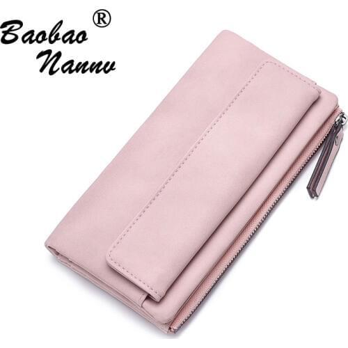 Fashion Long Womens Wallets Lady Solid Soft ID Holder Wallet for Girls Female Credit Card Coin Purse 2019 New Women Phone Bags