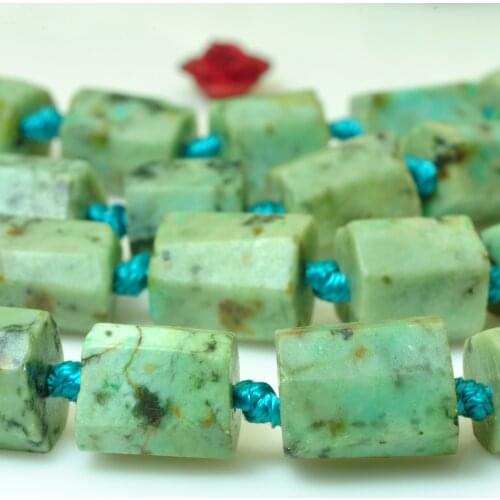 Natural African Turquoise Faceted Nugget Tube Beads Wholesale Green Loose Gemstones Semi Precious Stone Jewelry Making 16"STRAND