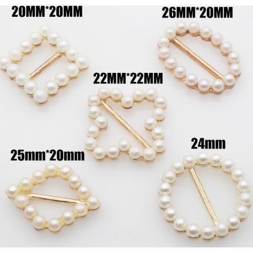 New 10pcs/lot White Ivory Pearl Ribbon Buckles Metal Slider invitations decoration for Wedding Card Hair Craft Accessories