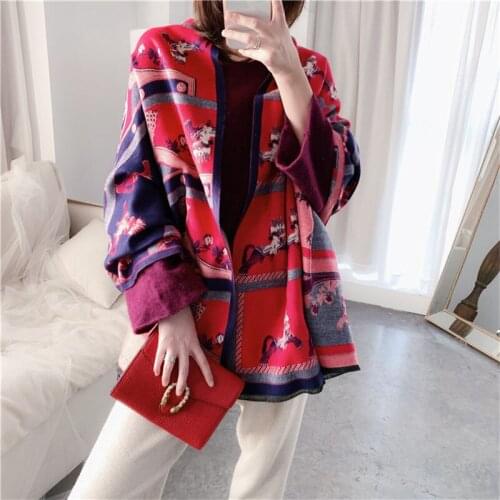 New style Fall and Winter Cashmere Scarf Chinese quality Silk Lovely wool print lady beach Fashion lattice thickening warm Shawl