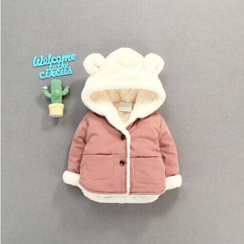 Autumn Winter Baby Fleece Jacket Cartoon Hooded Plus Velvet Infant Boys Coat Newborn Baby Girls Outerwear Toddler Parka