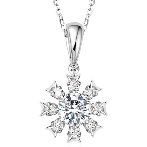 18K Au750 White Gold Women Pendants Necklaces Snowflake Flower Wedding Anniversary Party Moissanite Diamond Pendants Necklaces