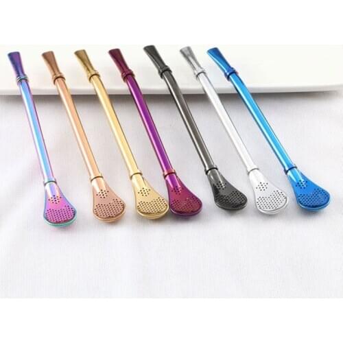 304 Stainless Steel Pipette Spoon Dual purpose packed Stirring Long Handle Creative Cute Fruit Juice Flower Tea Filtration