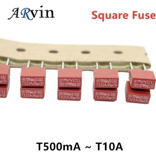 Square Fuse 0.5A 0.8A 1A 2A 2.5A 3.15A 4A 5A 6.3A 8A 10A 250V 392 Plastic Fuse T2A LCD TV Power Board Commonly Water Purifier