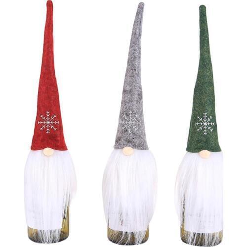 Hot Plush Christmas Wine Bottle Cover Bottle Sleeve Champagne Wine Cover Artificial Beard Christmas Decor Wine Bag New Year Gift