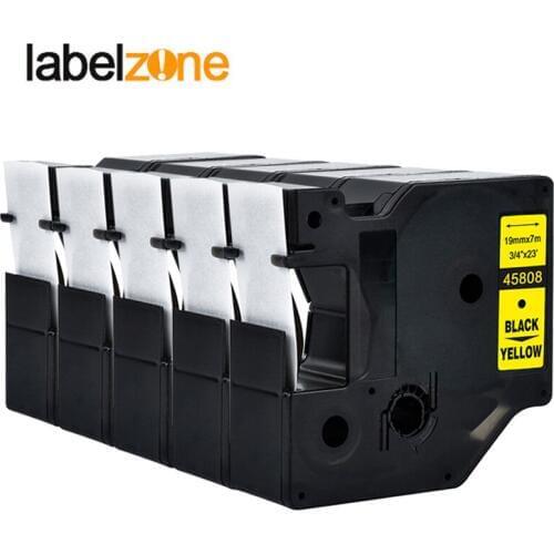5PCS 45808 compatible Dymo D1 19mm label printers black on yellow 3/4'' W x 23' L (19mm*7m) D1 dymo label makers