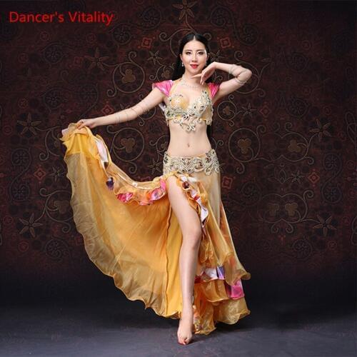 Professional New luxury Women Belly Dance Costume Bra Belly Dance Costume Women Stage Performance Skirt Set