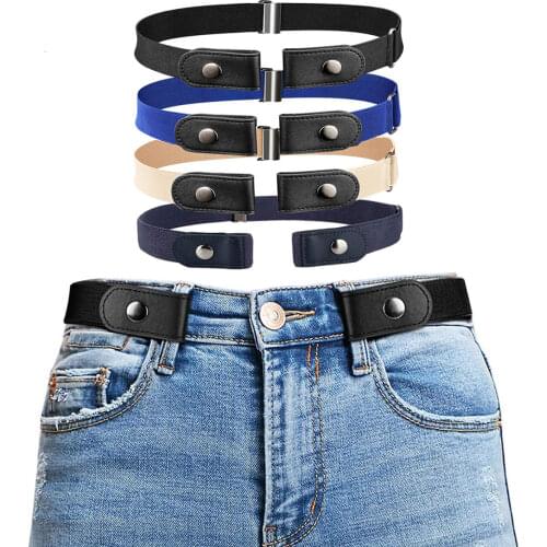 Hot Women Canvas Belts Buckle-Free Waist Jeans Pants No Buckle Stretch Elastic Waist Designer Belt Invisible Flexibility