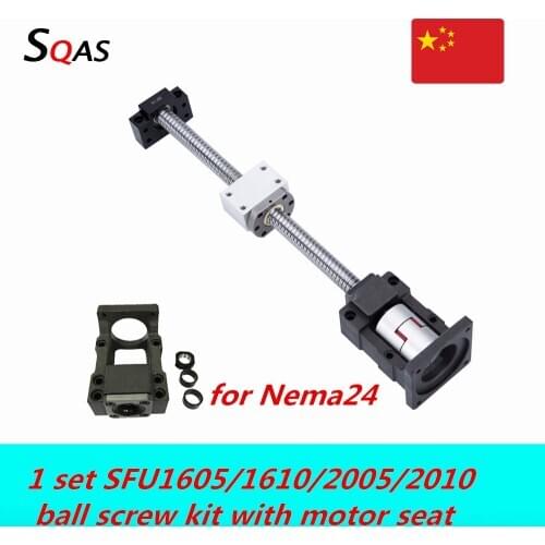 Fast shipment ball screw SFU1605 SFU1610 SFU2005 SFU2010 +BKBF12/15+nut housir+coupling+Nema24 motor seat/mount for CNC router