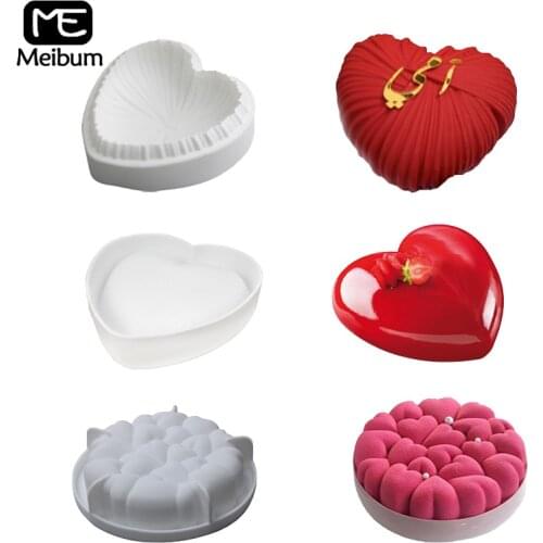 SHENHONG Bakeware Set Heart Mousse Silicone Cake Molds Valentines Day Pastry Baking Tools Anniversary Party Dessert Moulds