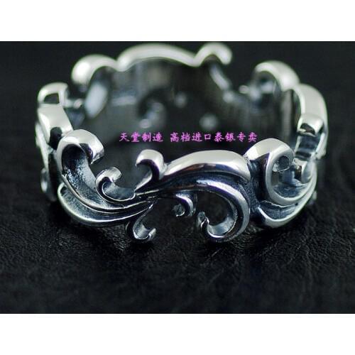 Thailand jewelry with 925 Sterling Silver ring Thai silver rings decorated with wave patterns