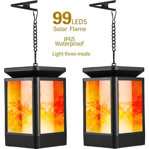 LANDIVI Solar Lights Flame Outdoor Hanging Lantern Decorative Waterproof LED Flame Umbrella Lights for Patio Garden Deck Yard
