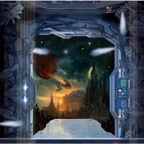 Space Star Galaxy Ship Battlestar Spacecraft Mountain Wars photo backdrop Vinyl cloth Computer print party background