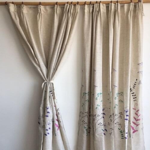 Fresh Flowers Embroidered Design Cotton Linen Curtains For Living Room Bedroom Country Pastoral Tulle Curtain Window Drapes
