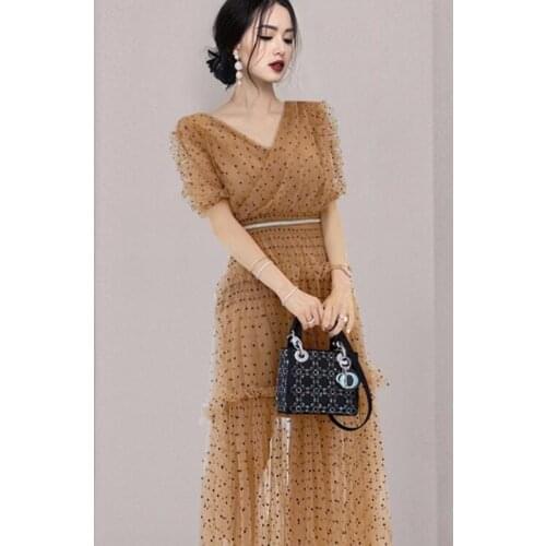ZAWFL Self Portrait 2021 Summer Lace Midi Long Party Dresses Sexy Polka Dot Layered Sundresses Frocks V-neck Women