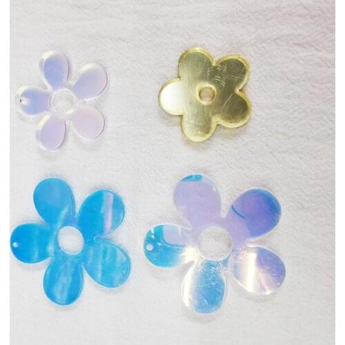 100 pieces 29mm diy korea acrylic flower flatbase earring small pendant.beads for woman jewelry making accessories 2021wholesale