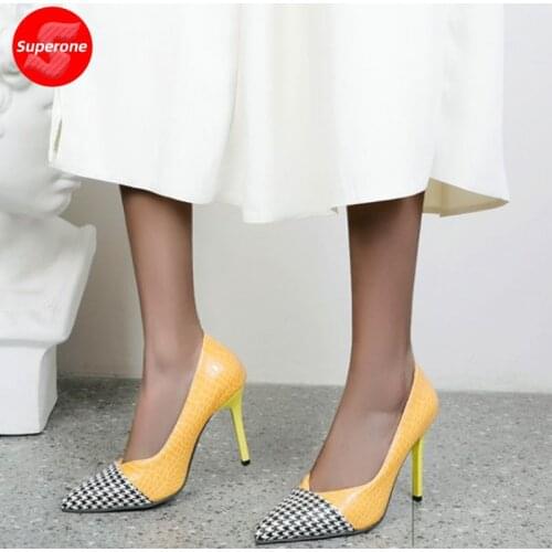 Superone Size 32-43 Women High Heel Sandals Mix Color Women Pump Fashion Sexy Party Thin Heel Shoes Women Footwear