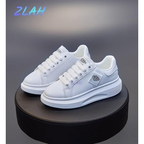 Womens Casual Shoes Zlah New Spring Womens Shoes Fashion White Sports Shoes Breathable Lace-up Womens Sports Shoes