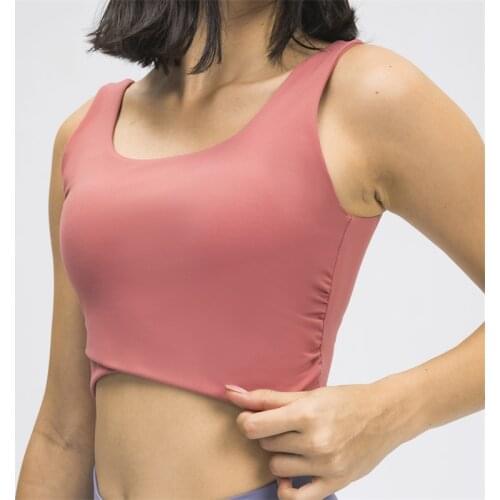 Nepoagym SKYLINE Women Front Cross Workout Crop Tank Tops with Shelf Built In Bra Medium Impact Brushed Padded Sports Bra