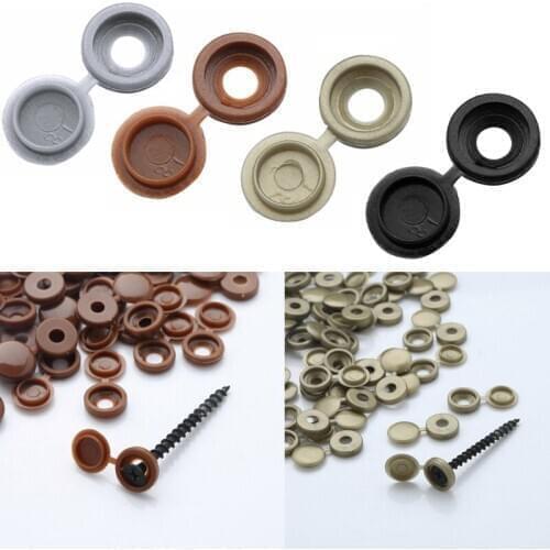 100Pcs Hinged Plastic Screw Cover Fold Caps For Car Home Furniture Decoration Self-tap Exterior 6-8mm Fold Screw Cover Caps