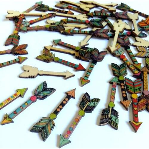 150pcs 1 Holes Printed arrow Wooden Buttons For Craft Scrapbooking Clothing Sewing Decorative Buttons