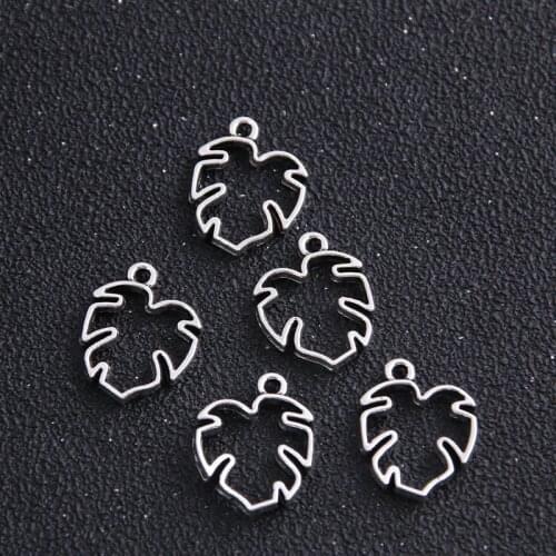 18PCS 14*19mm New Product Antique Hollow Out Leaf Charms Plant Pendant Jewelry Metal Alloy Jewelry Marking
