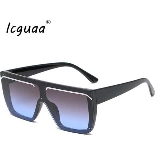 2020 Fashion Oversized Square Eye Wear Vintage Gradient Frame Sunglasses eyebrow Unique Design Vrouwen Bril