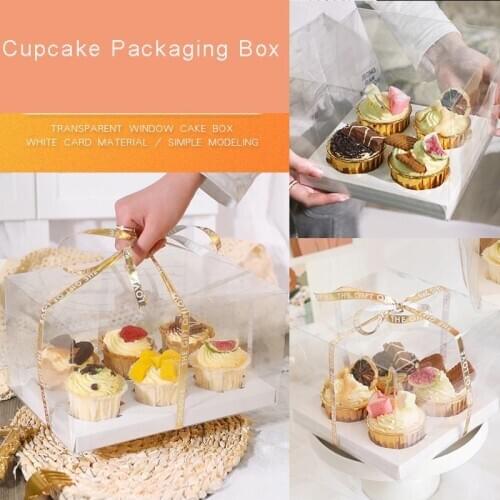5pcs Cup Cake Box Transparent Cake Box PET Packaging Box Cake Baking West Point Snow Egg Tart Bread Muffin Box Gift Packaging