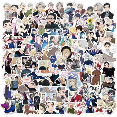 50/100Pcs/pack Japanese anime YURI!!! on ICE Stickers For Cars Motorcycles Water cups Childrens Luggage Skateboards Computers