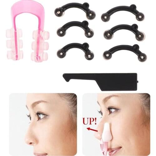 6PCS/Set 3 Sizes Beauty Nose Up Lifting Bridge Shaper Massage Tool Nose Shaping Clip Clipper No Pain Massager For Women Girl