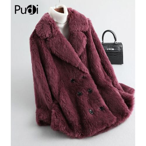 Aorice womens winter real Wool fur warm jacket coat lady Long coat jacket over size parka A19083