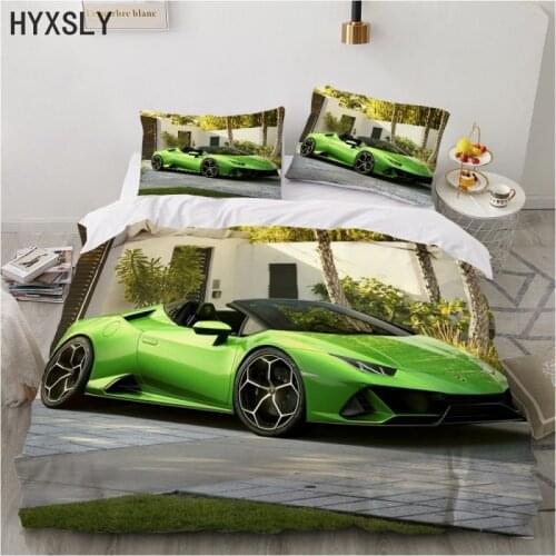 Car Racing Vehicle Bedding Set 2/3 Pieces Boys Bedroom Decor Quilt Cover Pillowcase Printed Bed Linen King Queen Size for Adults