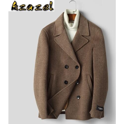 Azazel 100% Wool Coat Men Clothes 2020 Double Breasted Wool Jacket Short Overcoat Spring Autumn Mens Coats B19N003021 KJ4235