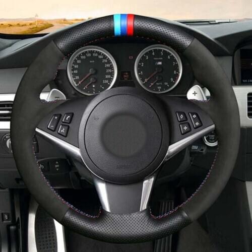 Steering Wheel Cover For BMW E60 E61 (Touring) 530d E63 2010-2003 E64 2010-2004 Soft Artificial Leather