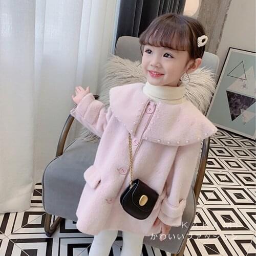 Children Clothing Girls Woolen Coats Big Collar Winter Thick Warm Wool Coats Girls Cotton Long Jackets Kids Outerwear Clothes