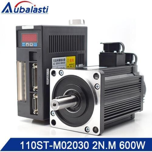 Aubalasti 600W AC Servo Motor Driver 2N.M 30000RPM 110ST-M02030 AC Motor Matched Servo Motor Driver AASD10A Complete Motor kits