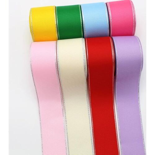 10/16 /25/38mm10 yards double double silver edge ribbon gift wrap16mm-38mm hair accessories Christmas ribbons