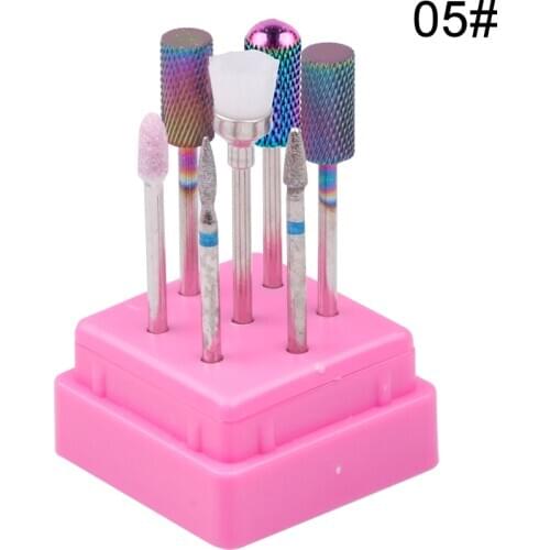 7Pcs/set Milling Cutter for Manicure Set Ceramic Nail Drill Bits for Electric Drill Manicure Machine Pedicure Mill Cutters Corn